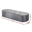 Green Fingers 4 Pcs Raised Garden Bed Kit Oval Galvanized Steel Planter Boxes 240x80x42cm, Heavy Duty Metal Elevated Garden Bed for Vegetables Flowers Herbs, with Safety Edging, Gloves & Pegs Included - RnR Galore