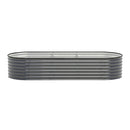 Green Fingers 4 Pcs Raised Garden Bed Kit Oval Galvanized Steel Planter Boxes 240x80x56cm, Heavy Duty Metal Elevated Garden Bed for Vegetables Flowers Herbs, with Safety Edging, Gloves & Pegs Included - RnR Galore