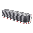 Green Fingers 4 Pcs Raised Garden Bed Kit Oval Galvanized Steel Planter Boxes 320x80x56cm, Heavy Duty Metal Elevated Garden Bed for Vegetables Flowers Herbs, with Safety Edging, Gloves & Pegs Included - RnR Galore