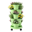Green Fingers 5 Tier Vertical Garden Planter, Stackable Planters with Wheels, Light Green, Garden Bed, Garden Tower Indoor Outdoor, Auto Drainage System, for Strawberries, Herbs, Flowers, Vegetables - RnR Galore