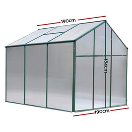 Green Fingers Greenhouse 1.9x1.9x1.83M Aluminium Polycarbonate Green House Garden Shed - RnR Galore