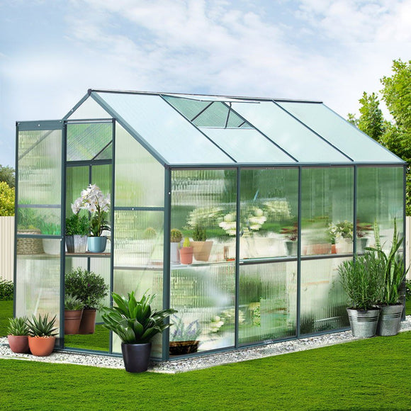 Green Fingers Greenhouse 2.52x1.9x1.83M Aluminium Polycarbonate Green House Garden Shed - RnR Galore