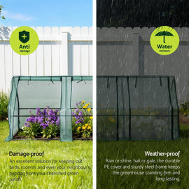 Green Fingers Mini Greenhouse 240x90x90cm Steel Frame PE Cover Outdoor Shelter - RnR Galore