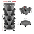 Green Fingers Raised Garden Bed 5 Tier Vertical Garden Grey Strawberry Stackable Planters Herbs Petunias - RnR Galore