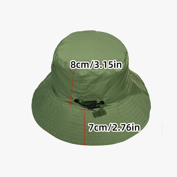 Green Foldable Waterproof Bucket Hat Packable Sun Cap Wide Brim with Adjustable Drawstring for Fishing Camping and Hiking - RnR Galore