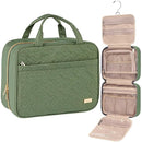Green Large Capacity Hanging Toiletry Bag for Women(30.5 x 22.5 x 12 cm) - Checked Pattern Waterproof Cosmetic Organizer, Dry/Wet Separation & Multi - Compartment - RnR Galore