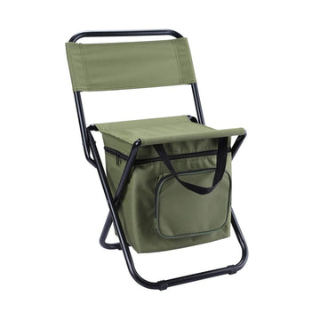 Green Portable 3 - in - 1 Folding Camping Chair with Storage Bag, Backrest, and Insulated Cooler for Outdoor Fishing, Hiking, and Picnics - RnR Galore