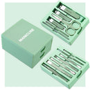Green Premium 13 - in - 1 Manicure & Grooming Kit - Professional Carbon Steel Pedicure Set with Dual - Drawer Case & Mirror - RnR Galore