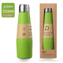Green Premium 304 Stainless Steel Vacuum Insulated Water Bottle - 532ml Large Capacity Sports Flask with 12 - 24 Hour Thermal Retention, Leak - Proof Portable Travel Mug for Gym, Office, Car and Outdoor Activities - RnR Galore