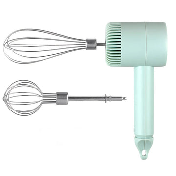 Green Wireless charging handheld mixer, 30W with three - speed settings. Dual whisk heads designed for whipping eggs, cream, and batter. Suitable for both kitchen and outdoor use, also an ideal gift. - RnR Galore