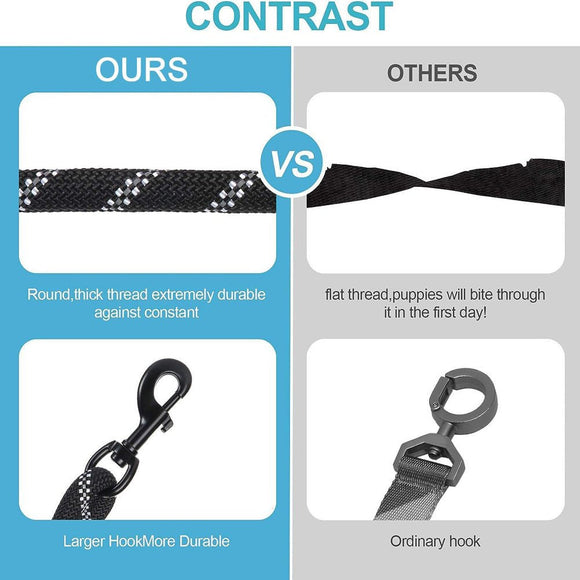 Grey 3 - in - 1 Tangle - Free Dog Leash for 1 - 3 Dogs - Heavy Duty Bungee Coupler with Reflective Stitching & Padded Handle - RnR Galore