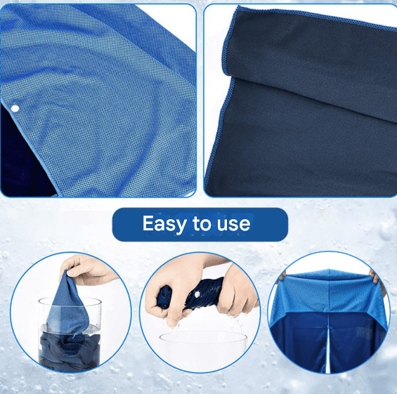 Grey 5 - Pack Instant Cooling Towel Set - UPF Sun Protection Hooded Ice Towels for Sports & Outdoor Activities - RnR Galore