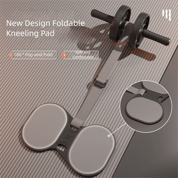 Grey Assisted Rebound Ab Roller with Foldable Knee Pad - Dual Wheel Core Trainer for Home Gym - RnR Galore