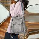 Grey Chic Women's PU Leather Convertible Backpack - Anti - Theft Design, Multi - Pocket Shoulder Bag with Tassel - RnR Galore