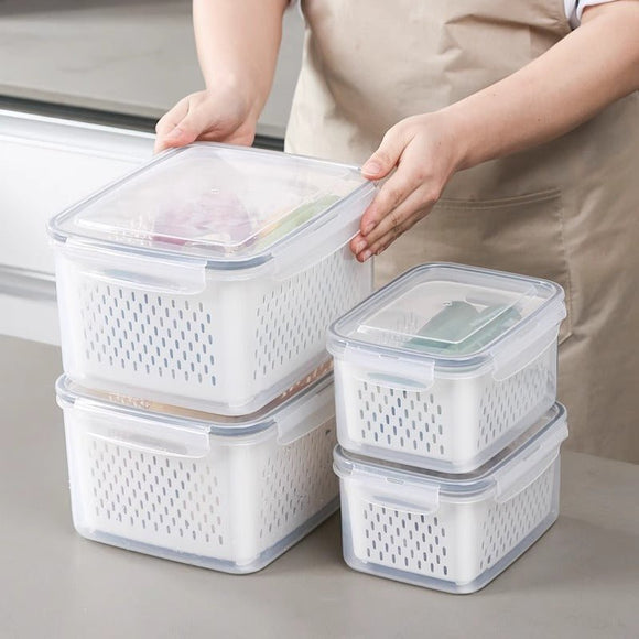 Grey Food - Grade Refrigerator Storage Container Set – Ventilated, Leak - Proof & Microwave - Safe Produce Keeper for Fruits, Vegetables & Meat (3 - Piece Set) - RnR Galore