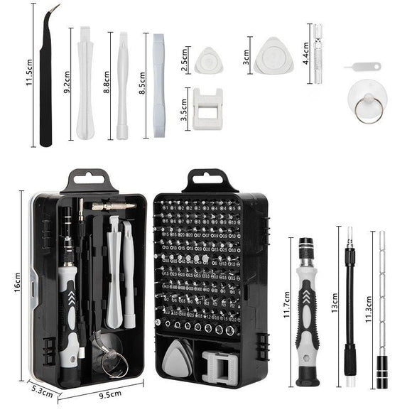 Grey Professional 115 - in - 1 Precision Screwdriver Set - Magnetic Repair Tool Kit for PC, Laptop, Phone & Electronics - RnR Galore