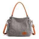 Grey Women's Canvas Hobo Handbag Large Shoulder Tote Bag Adjustable Crossbody Strap Casual Purse 40cm for Work School Travel - RnR Galore