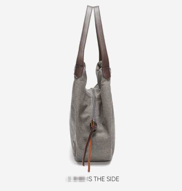 Grey Women's Canvas Hobo Handbag Multi - Compartment Shoulder Tote Bag Minimalist Casual Purse 30cm for Work Shopping & Travel - RnR Galore