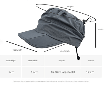 Grey Women's Foldable Sun Visor Cap Quick Dry Packable Empty Top Hat Adjustable Drawstring for Running Hiking and Summer Travel - RnR Galore