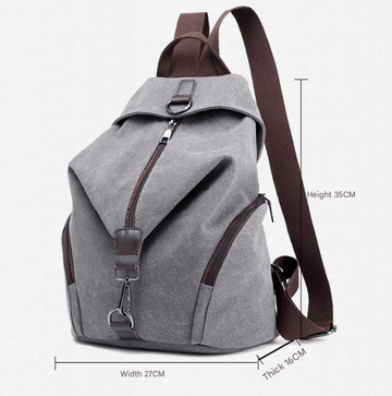 Grey Women's Vintage Canvas Backpack Casual Daypack Retro College School Bag Large Capacity Rucksack for Travel Work & Daily Use - RnR Galore