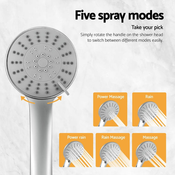 Handheld Shower Head 4.5" High Pressure 5 Modes Poweful Round Chrome - RnR Galore