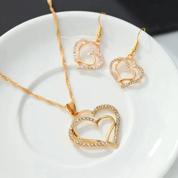 Heart Shaped Rhinestone Jewelry Set for Women - RnR Galore