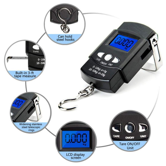 Heavy - Duty Digital Hanging Scale (2 - Pack) - 50kg Portable Luggage & Fishing Scale with Backlit LCD - RnR Galore