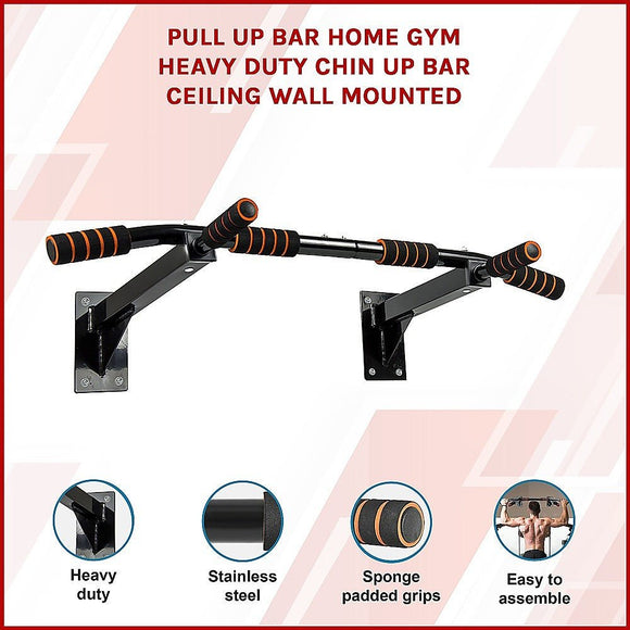 Heavy Duty Pull Up Bar Home Gym Chin Up Bar Wall Ceiling Mount - RnR Galore