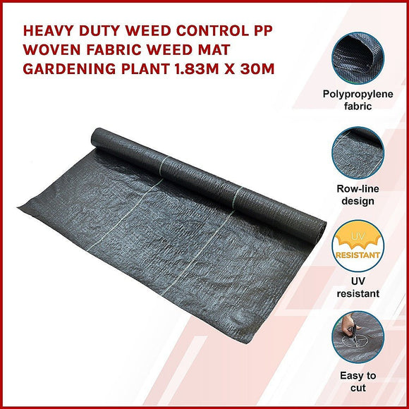 Heavy Duty Weed Control PP Woven Fabric Weed Mat Gardening Plant 1.83m x 30m - RnR Galore
