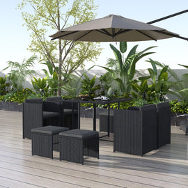 Horrocks 8 Seater Outdoor Dining Set - Black - RnR Galore