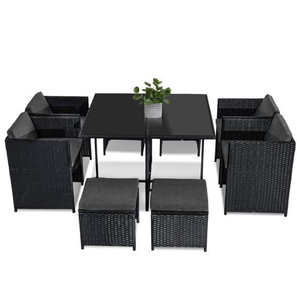 Horrocks 8 Seater Outdoor Dining Set - Black - RnR Galore
