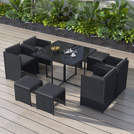 Horrocks 8 Seater Outdoor Dining Set - Black - RnR Galore