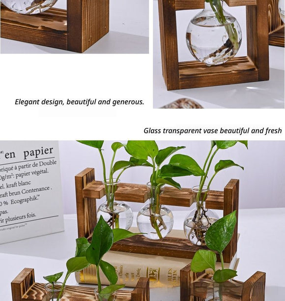 HydroponicWoodenFramewithSnap - On - SphericalSingleBottle - RnR Galore