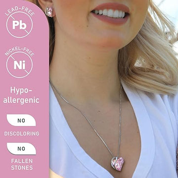 Infinity Love Heart Necklace, Birthstone Necklace for Women, Jewelry for Women with Healing Crystals, Allergy Free Pendant Necklace - 10a - October - Rose Quartz Pink - RnR Galore