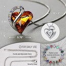 Infinity Love Heart Necklace, Birthstone Necklace for Women, Jewelry for Women with Healing Crystals, Allergy Free Pendant Necklace - 11a - November - Amber Brown - RnR Galore