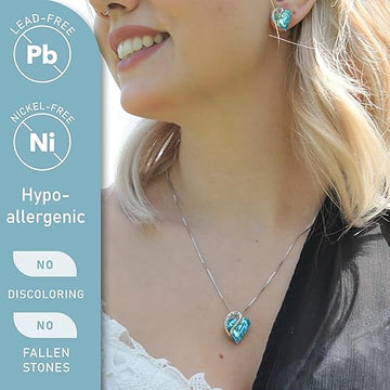 Infinity Love Heart Necklace, Birthstone Necklace for Women, Jewelry for Women with Healing Crystals, Allergy Free Pendant Necklace - 12a - December - Aquamarine Blue - RnR Galore
