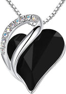 Infinity Love Heart Necklace, Birthstone Necklace for Women, Jewelry for Women with Healing Crystals, Allergy Free Pendant Necklace - 13b - Protection - Jet Black - RnR Galore