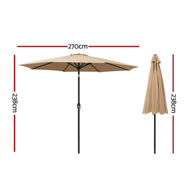 Instahut 2.7m Outdoor Umbrella Pole Stand Garden Sun Beige - RnR Galore