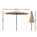 Instahut 3m Outdoor Umbrella Beach Pole Garden Patio Tilt Beige - RnR Galore