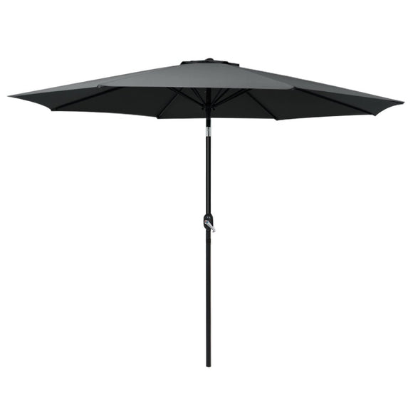 Instahut 3m Outdoor Umbrella Beach Pole Garden Patio Tilt Black - RnR Galore