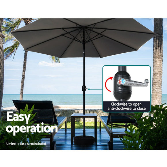 Instahut 3m Outdoor Umbrella Beach Pole Garden Patio Tilt Charcoal - RnR Galore
