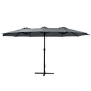 Instahut 4.57m Outdoor Umbrella Beach Pole Garden Tilt Charcoal - RnR Galore