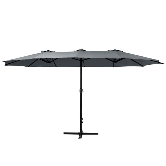 Instahut 4.57m Outdoor Umbrella Beach Pole Garden Tilt Charcoal - RnR Galore
