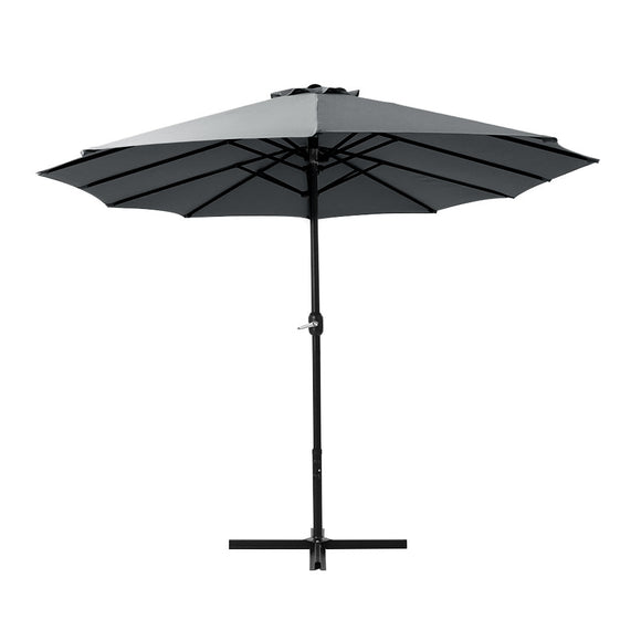 Instahut 4.57m Outdoor Umbrella Beach Pole Garden Tilt Charcoal - RnR Galore