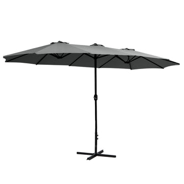 Instahut 4.57m Outdoor Umbrella Beach Pole Garden Tilt Charcoal - RnR Galore