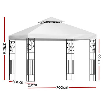 Instahut Gazebo 3x3m Marquee Outdoor Wedding Party Event Tent Home Iron Art Shade White - RnR Galore