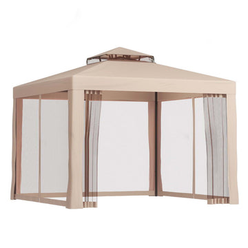 Instahut Gazebo Marquee 3m Outdoor Event Tent Camping Party Mesh Wall Canopy Brown - RnR Galore