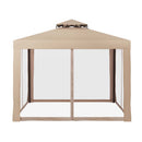 Instahut Gazebo Marquee 3m Outdoor Event Tent Camping Party Mesh Wall Canopy Brown - RnR Galore