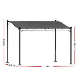 Instahut Gazebo Marquee 3m Outdoor Event Wedding Tent Camping Party Shade Iron Art Canopy Grey - RnR Galore