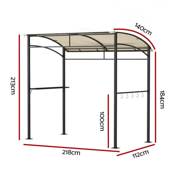 Instahut Gazebo Outdoor BBQ Grill Patio Garden Marquee Shade Shelter Shelf Hooks Beige - RnR Galore